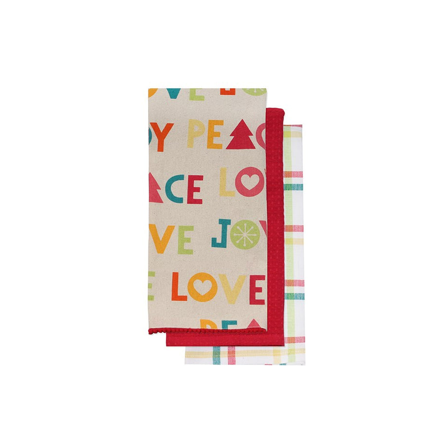 JOY PEACE LOVE TEA TOWEL SET OF 3