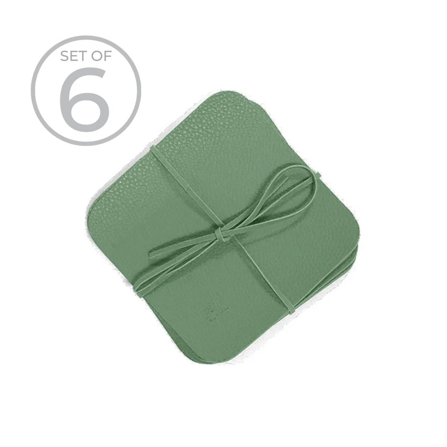 STUDIO LEATHER TEAL COASTER SET