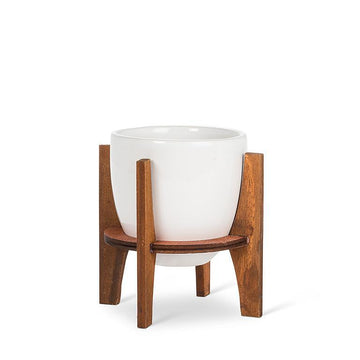 SM POT W/WOODEN STAND