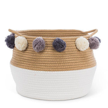 ROPE BASKET W/POMPOMS