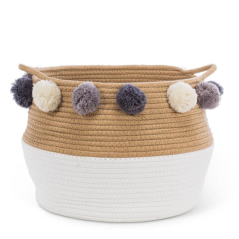 ROPE BASKET W/POMPOMS