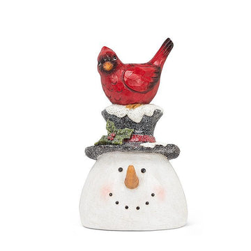 CARDINAL ON SNOWMAN HEAD