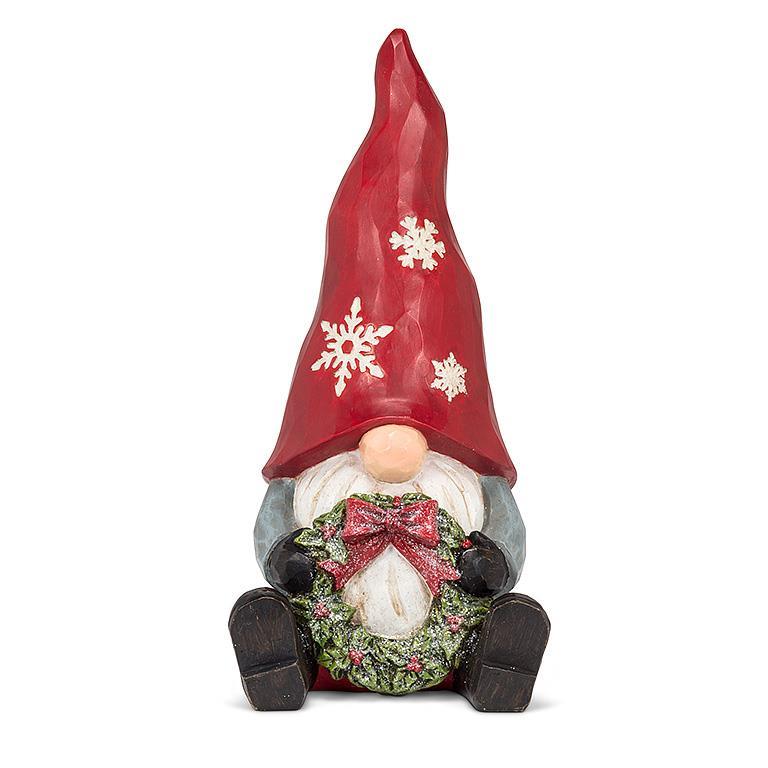 SITTING GNOME W/WREATH