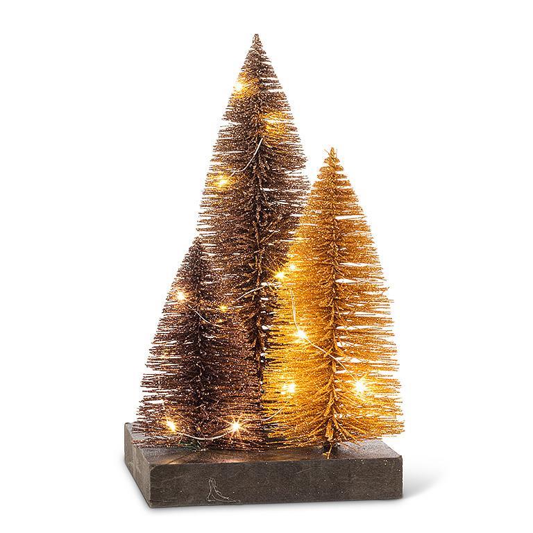 GLITTER LED TREES/SQ BASE