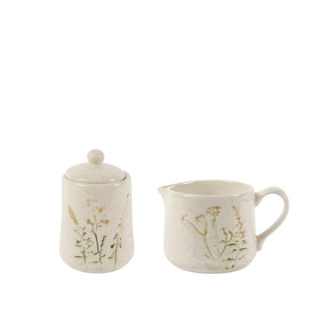 EMBOSSED FLORAL CREAM/SUGAR SET