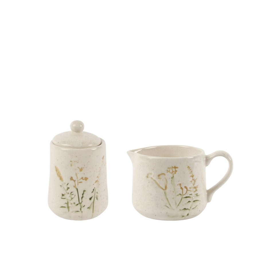 EMBOSSED FLORAL CREAM/SUGAR SET