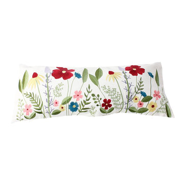FLOWERS EMBROID LUMBAR PILLOW