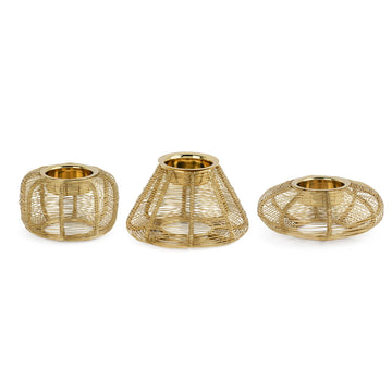 SPUN GOLD WIRE 3PC TEALIGHT SET