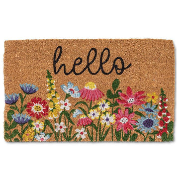 BRIGHT FLORAL HELLO DOORMAT