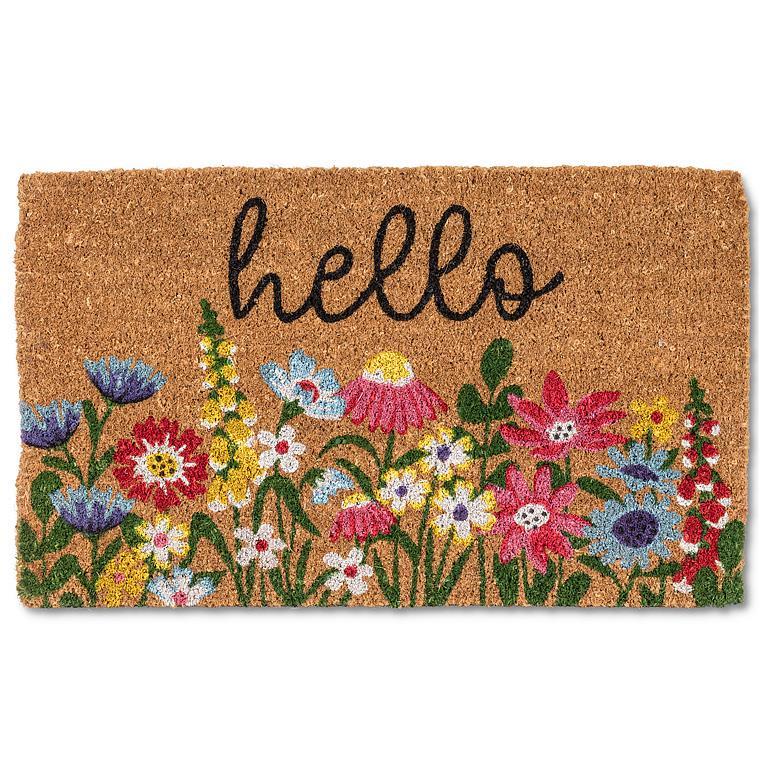 BRIGHT FLORAL HELLO DOORMAT