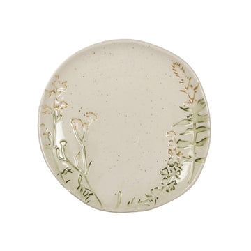 EMBOSSED FLORAL CERAMIC PLATE