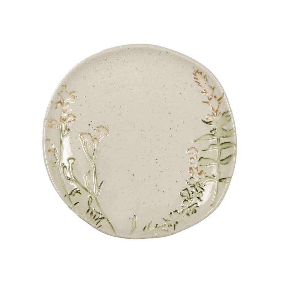 EMBOSSED FLORAL CERAMIC PLATE
