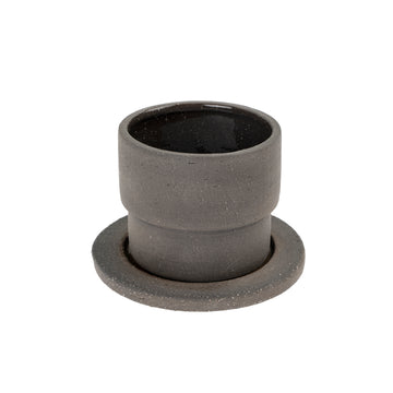 RAW BLACK CLAY POT/SAUCER