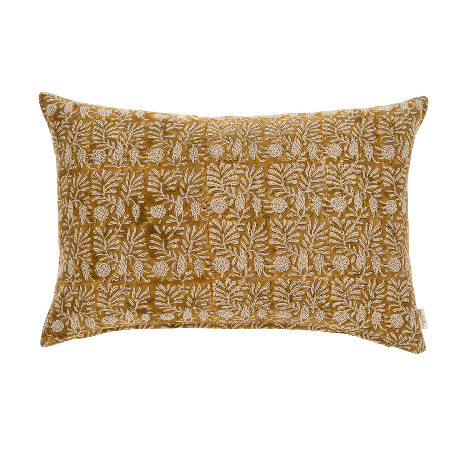 TULSI BLOCK PRINT PILLOW OCHRE