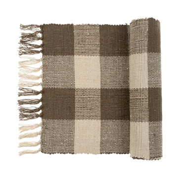 GINGHAM TABLE RUNNER GREIGE