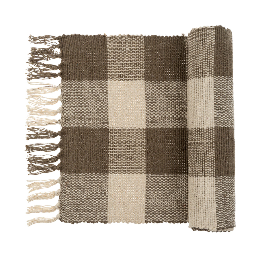 GINGHAM TABLE RUNNER GREIGE