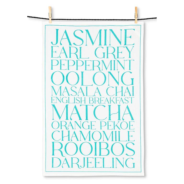 TEA TYPES TEXT TOWEL