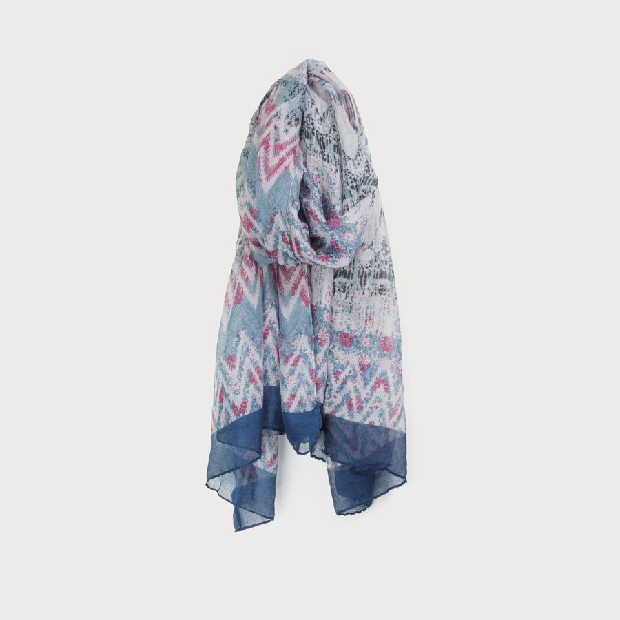 SCARF - ABSTRACT BLUE/BORDEAUX