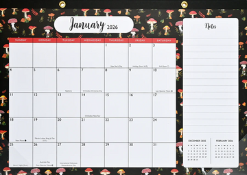 2026 DESK PAD CALENDAR - MUSHROOMS