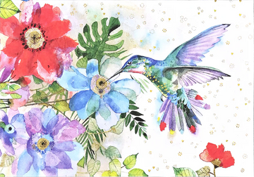 NOTE CARD - HUMMINGBIRD GARDEN