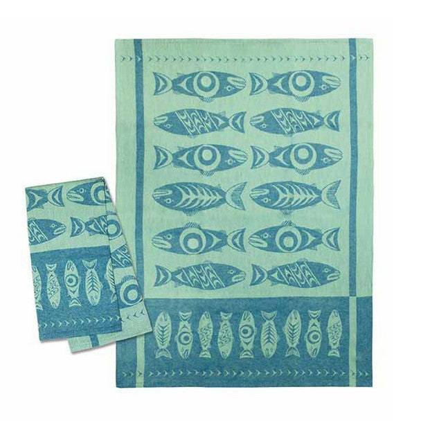PRINTED TEA TOWEL - SALMON IN THE WILD