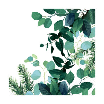 LUNCHEON NAPKIN - GREEN LEAVES/BRANCHES