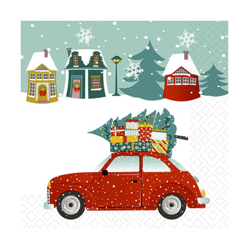 COCKTAIL NAPKIN - CHRISTMAS CAR