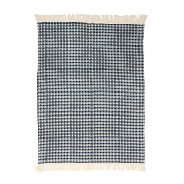JUMBO WAFFLE FRINGE TEA TOWEL NAVY