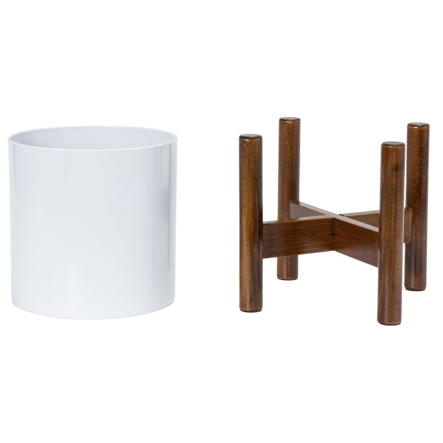 BEECH STAND W/WHITE POT