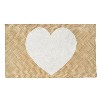 WOVEN SEAGRASS HEART MAT