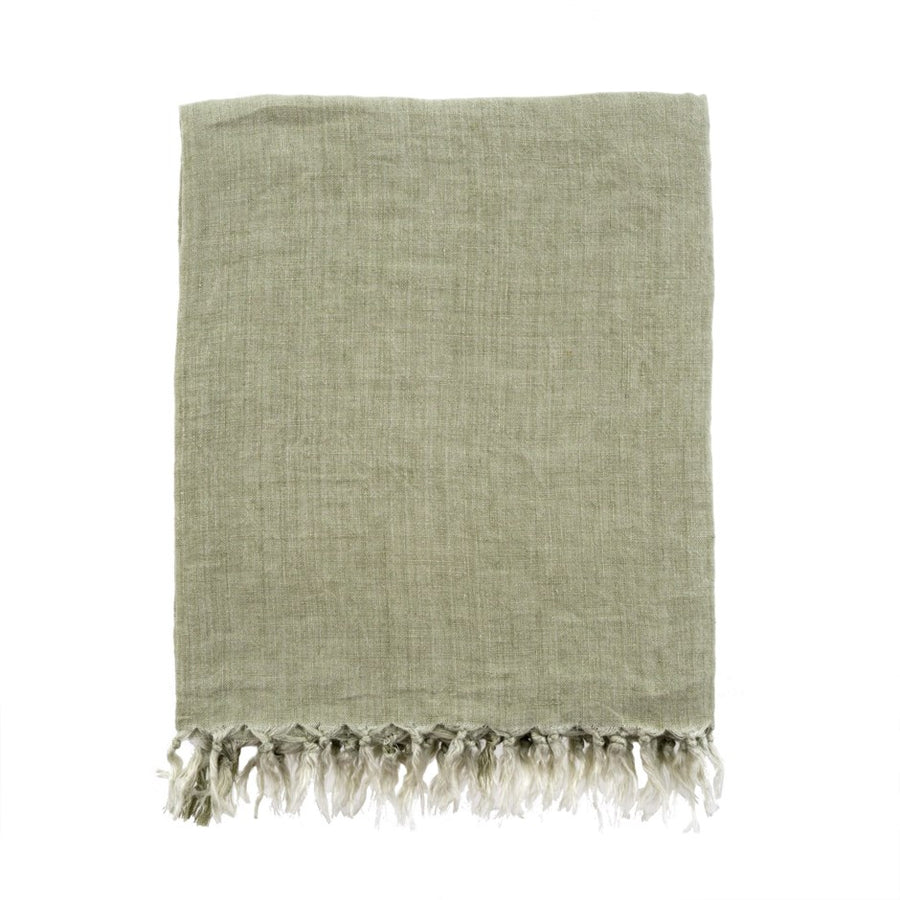 LINA LINEN THROW - OLIVE
