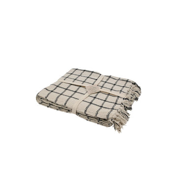 CHECK COTTON THROW BLACK
