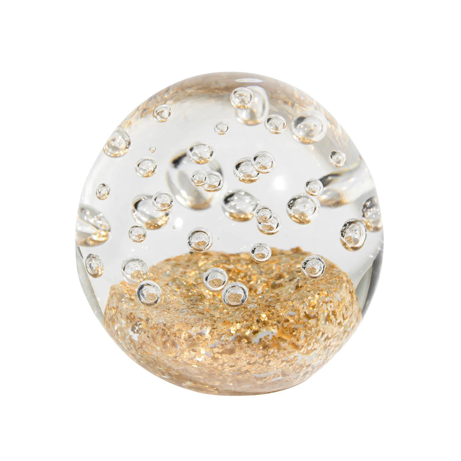 GLITTER GLASS BALL PAPERWEIGHT