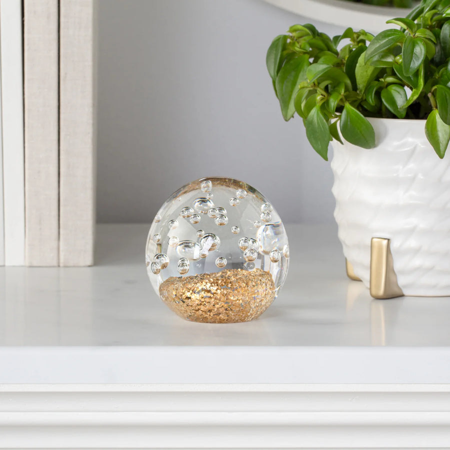 GLITTER GLASS BALL PAPERWEIGHT