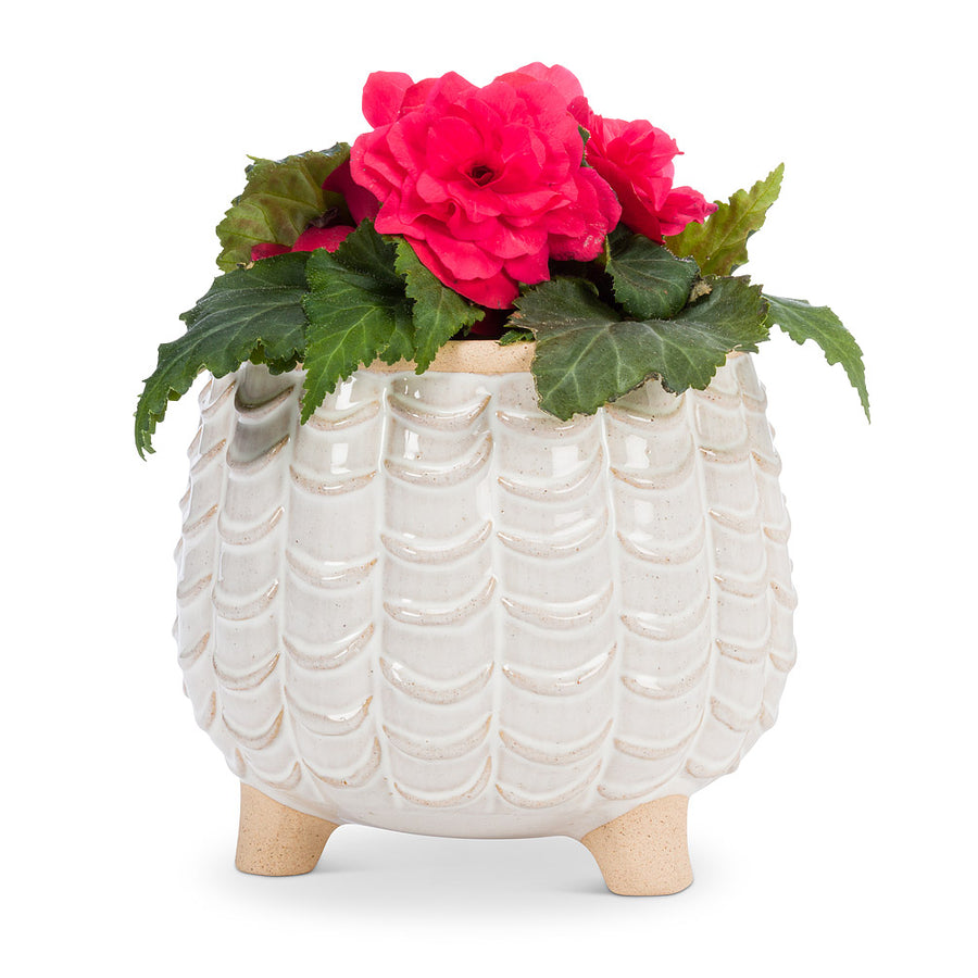 WHITE SWAG BELLY PLANTER