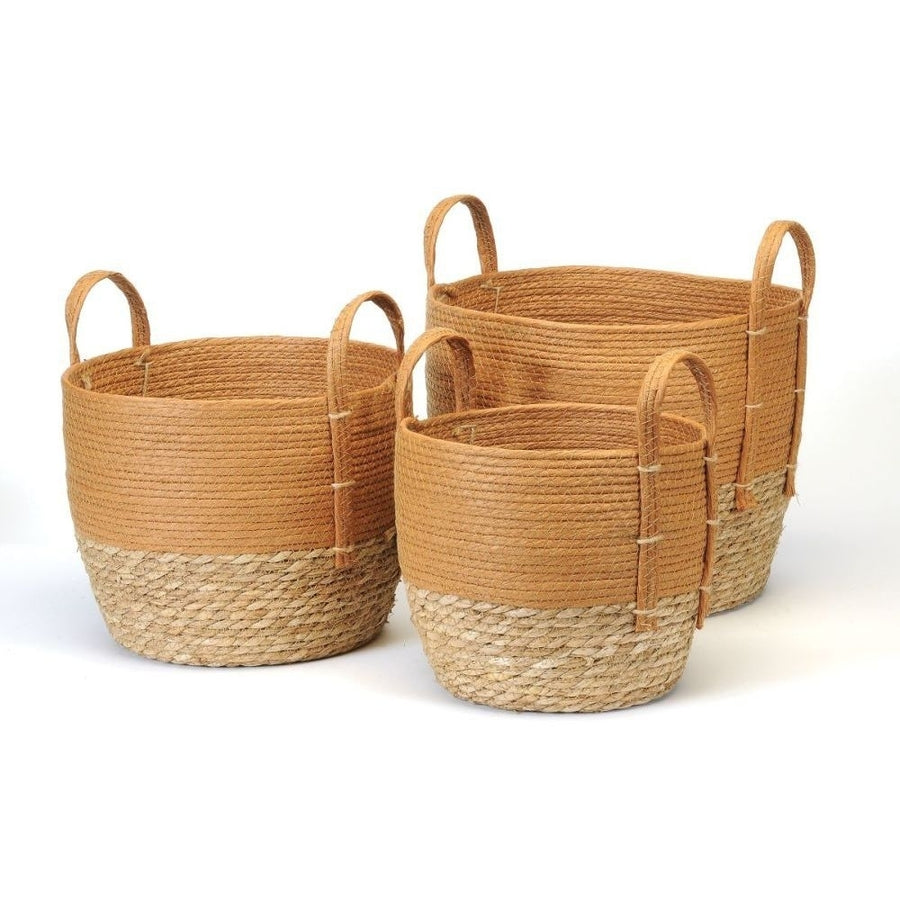 RUST/NATURAL STRAW BASKET