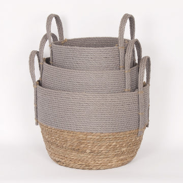 GREY/NAT STRAW BASKET