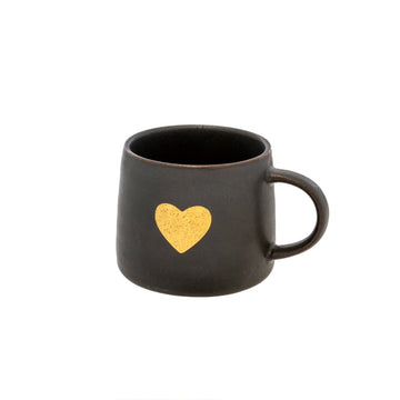 GOLD HEART MUG - BLACK