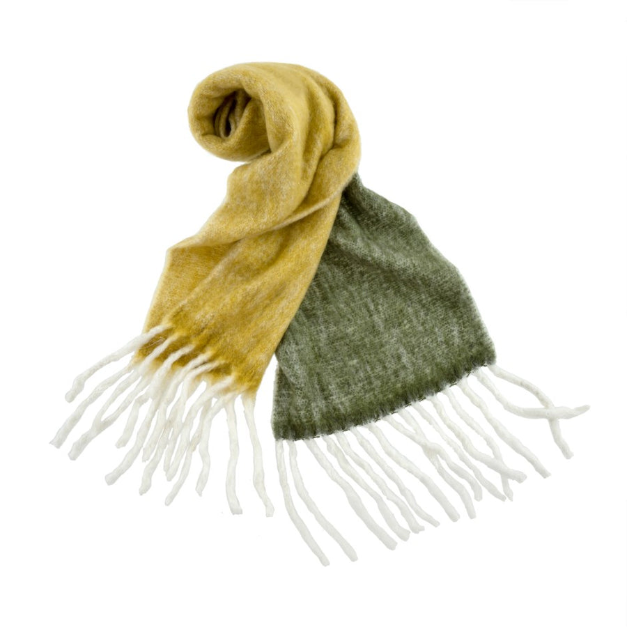 COLOR BLOCK SCARF - OLIVE/FOREST