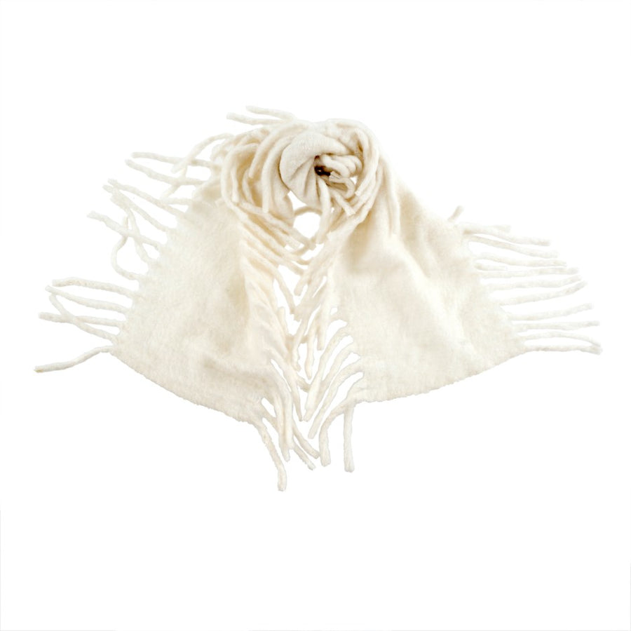ALL OVER FRINGE SCARF WHITE