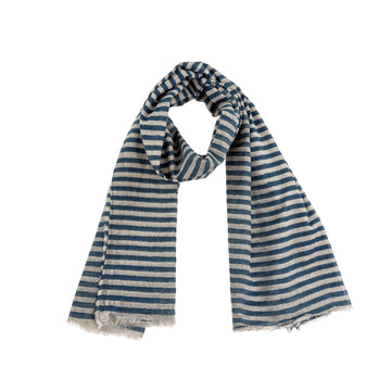 STRIPE  BLOCK PRINT SCARF NAVY