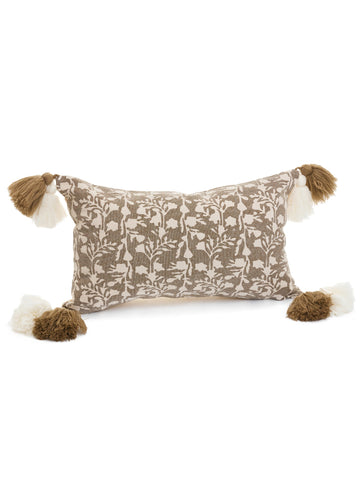 CUSHION FLORA W/TASSELS