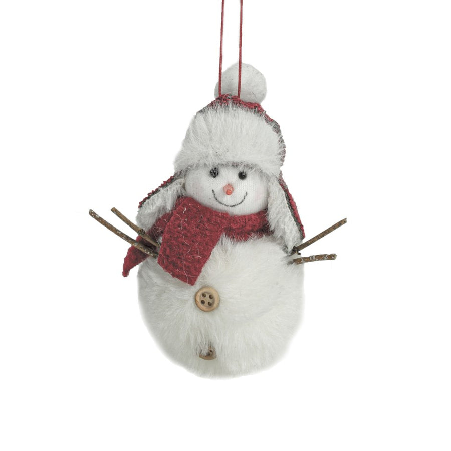 WHITE HANGING SNOWMAN ORNAMENT