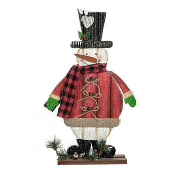 RED GLITTERED PORTLY SNOWMAN