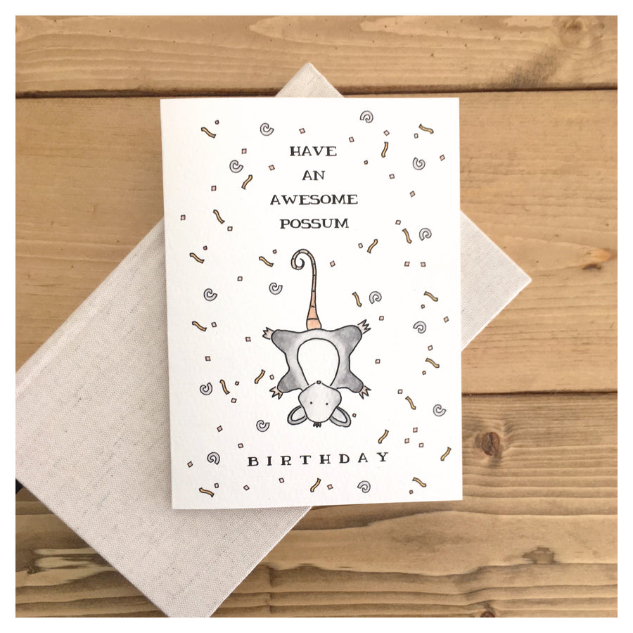 AWESOME POSSUM BIRTHDAY CARD