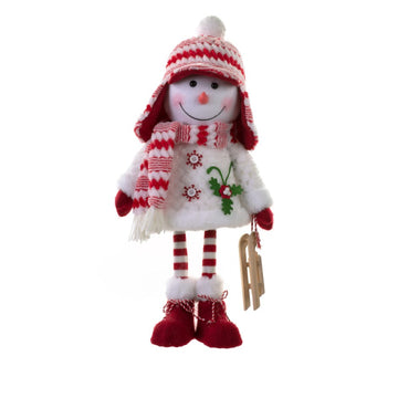 RED STANDING GIRL SNOWMAN
