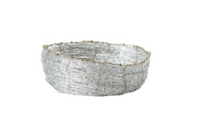 DEC BEADED WIRE BOWL SILVER