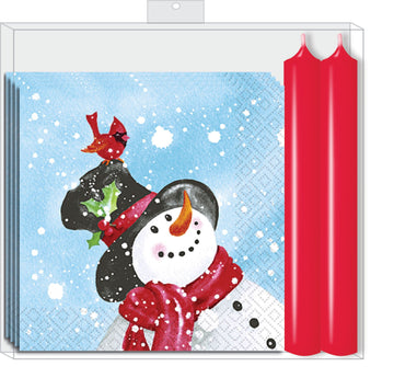 NAPKIN CANDLE SET - HAPPY SNOWMAN